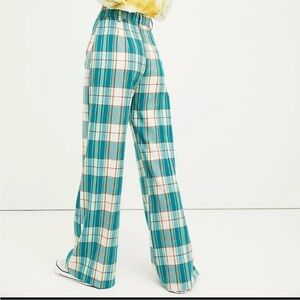 Free People Plaid Jules High Rise Flare Pants Sz 0